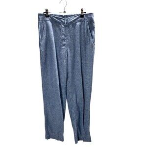 Max Studios Pants Women's Size Medium Blue Linen Blend Pull On